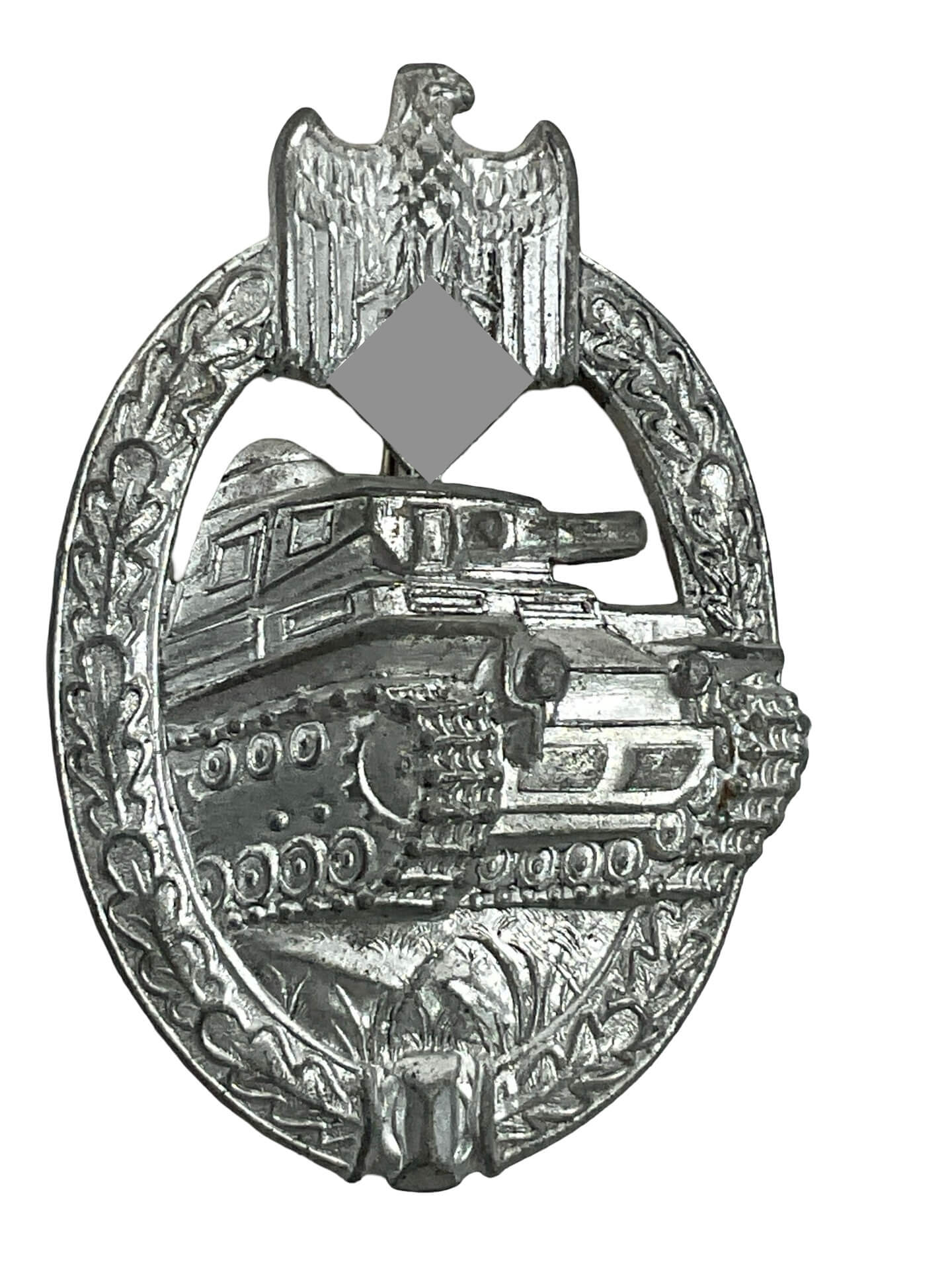 WW2 German Silver Panzer Assault Badge Maker Adolf Schole Silver Zinc WW2 German Silver Panzer Assault Badge Maker Adolf Schole Silver Zinc