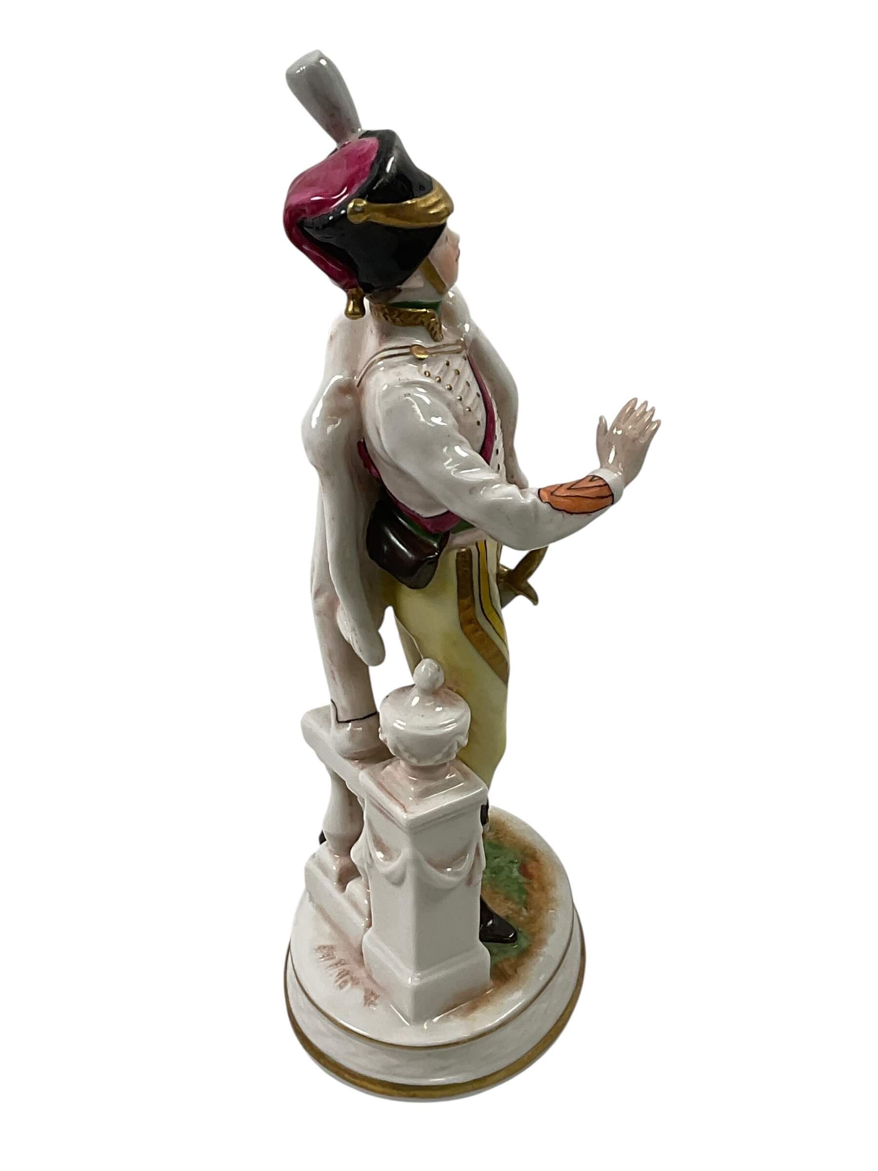 French Napoleonic Hussar 1950's East German Rudolf Kammer Porcelain Figure 9" Tall French Napoleonic Hussar 1950's East German Rudolf Kammer Porcelain Figure 9" Tall