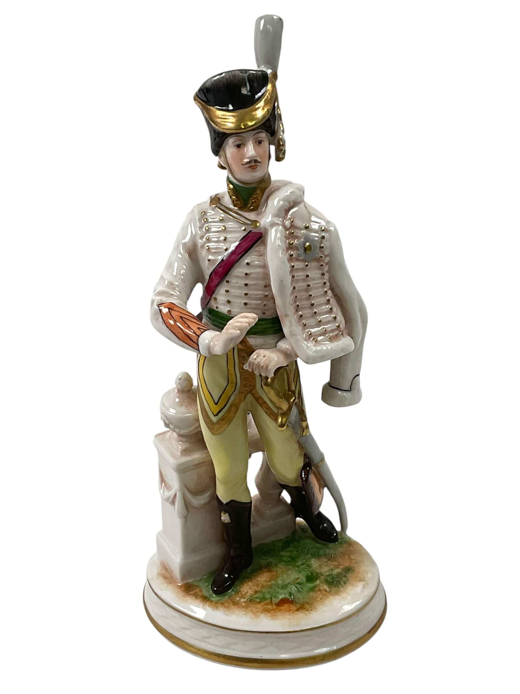 French Napoleonic Hussar 1950's East German Rudolf Kammer Porcelain Figure 9" Tall French Napoleonic Hussar 1950's East German Rudolf Kammer Porcelain Figure 9" Tall