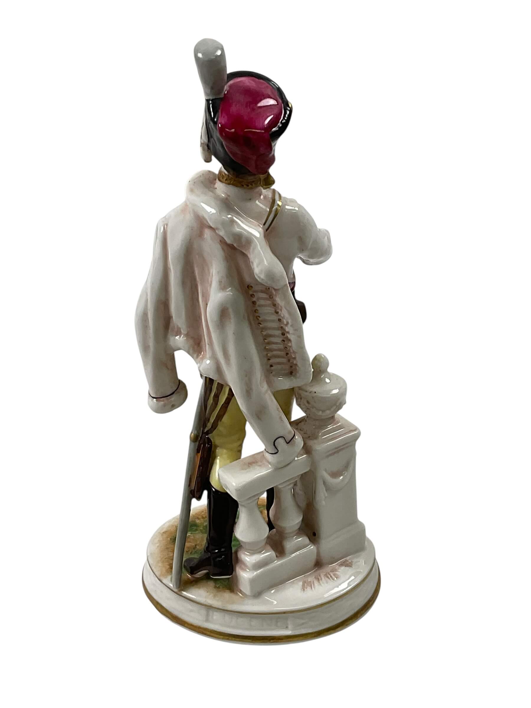 French Napoleonic Hussar 1950's East German Rudolf Kammer Porcelain Figure 9" Tall French Napoleonic Hussar 1950's East German Rudolf Kammer Porcelain Figure 9" Tall