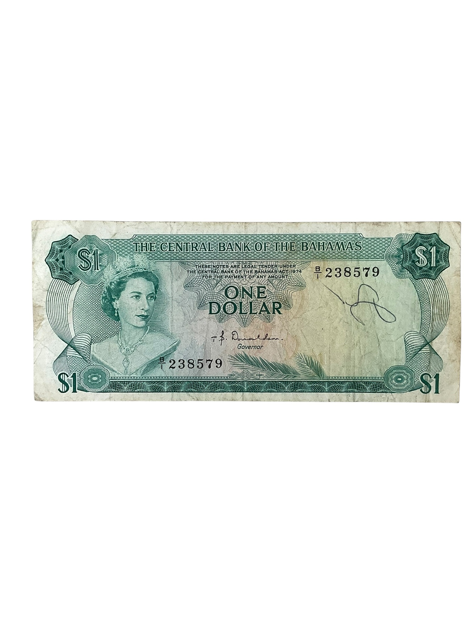 Bahamas 1 Dollar Banknote Dated 1974 Bahamas 1 Dollar Banknote Dated 1974