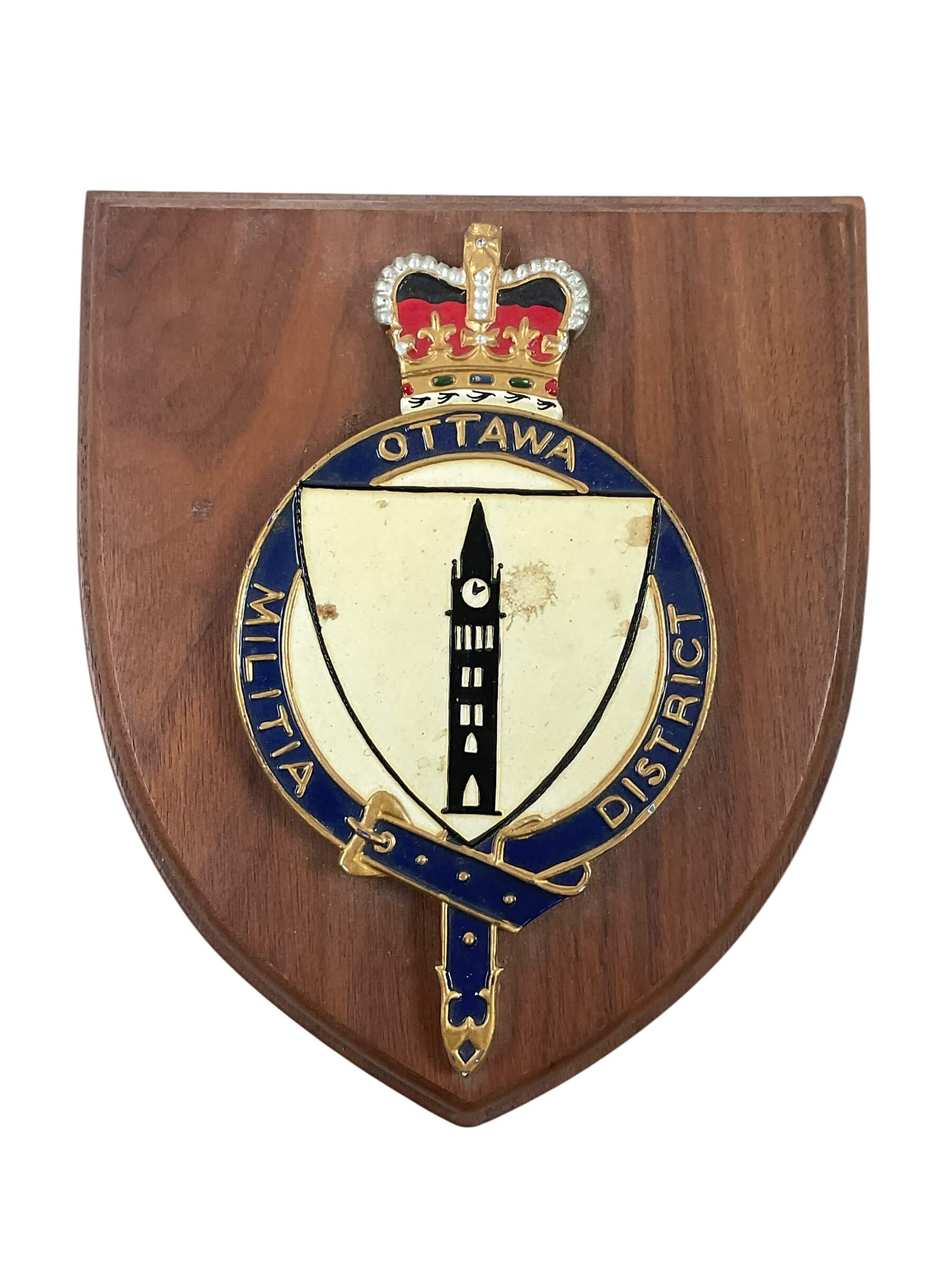 Canadian Ottawa Militia District Wooden Plaque 7" X 6" Canadian Ottawa Militia District Wooden Plaque 7" X 6"