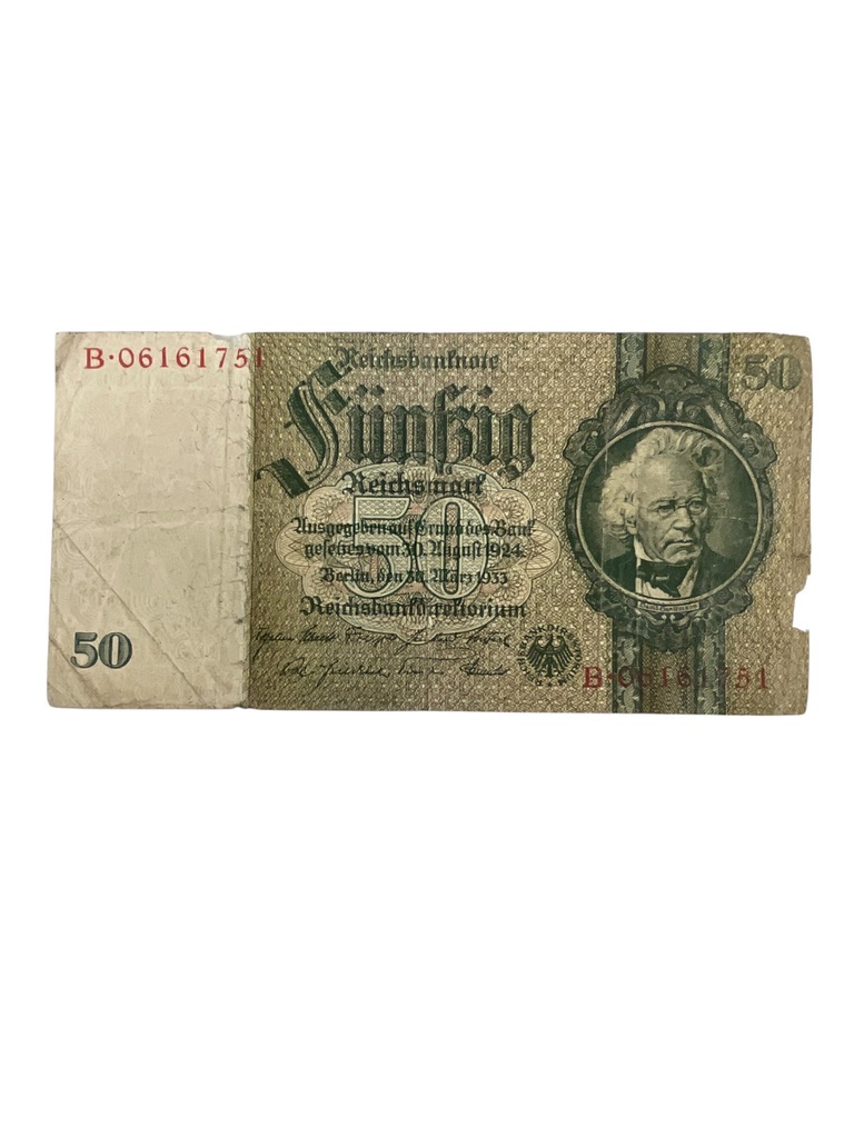 German 50 Reichsmark Banknote Dated 1933 German 50 Reichsmark Banknote Dated 1933