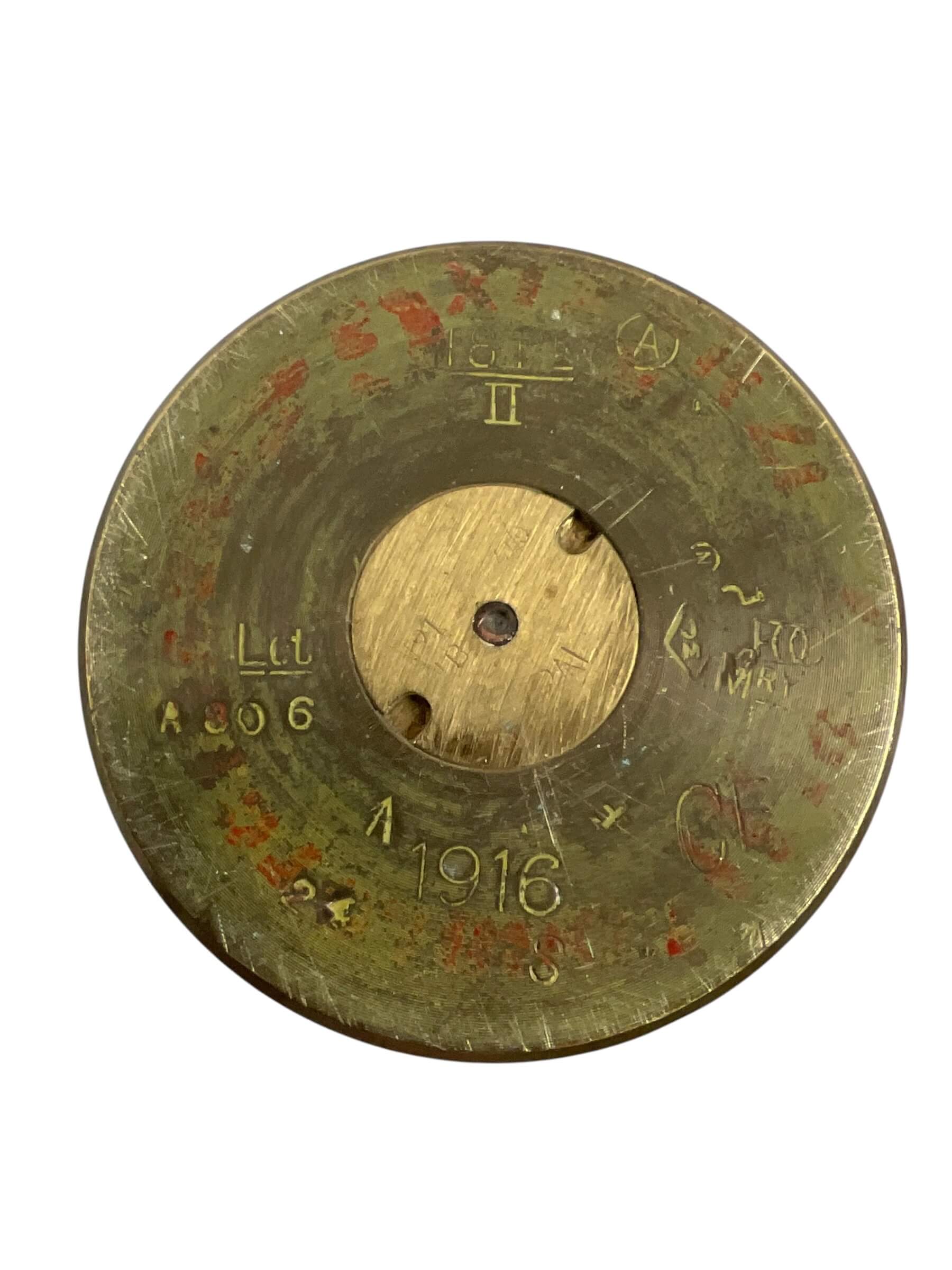 WW1 British BEF 18 Pounder Shell Casing Dated 1916 INERT WW1 British BEF 18 Pounder Shell Casing Dated 1916 INERT