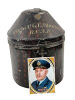 WW2 Canadian RCAF Japaned Pith Helmet Tin Named AVM G.E. Brookes