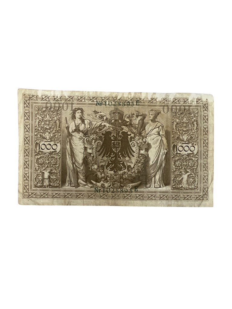 WW1 Imperial German 1000 Mark Reichs Banknote Dated 1910 WW1 Imperial German 1000 Mark Reichs Banknote Dated 1910