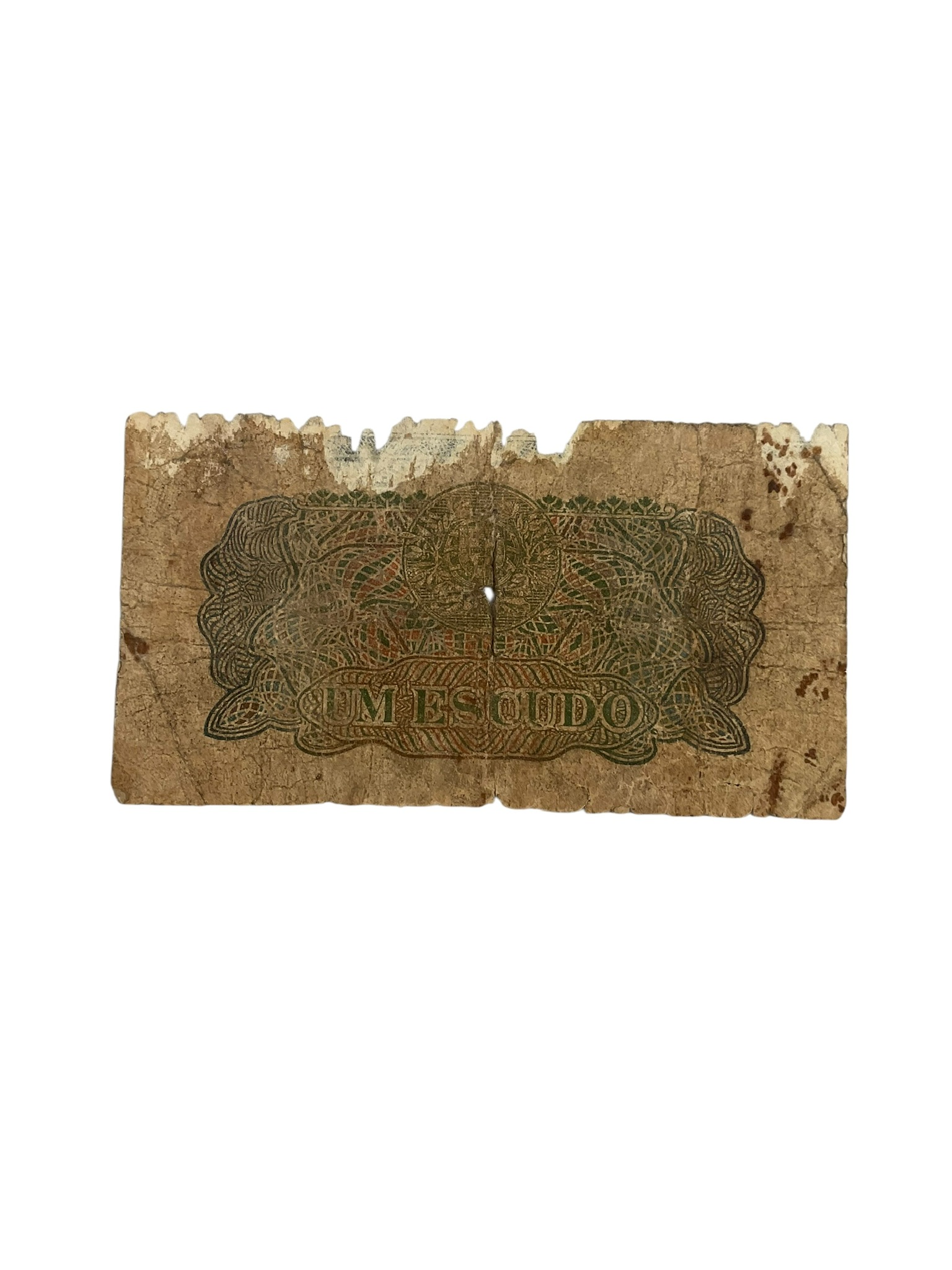 WW2 Mozambique Portuguese Colony 1 Escudo Banknote Dated 1944 WW2 Mozambique Portuguese Colony 1 Escudo Banknote Dated 1944