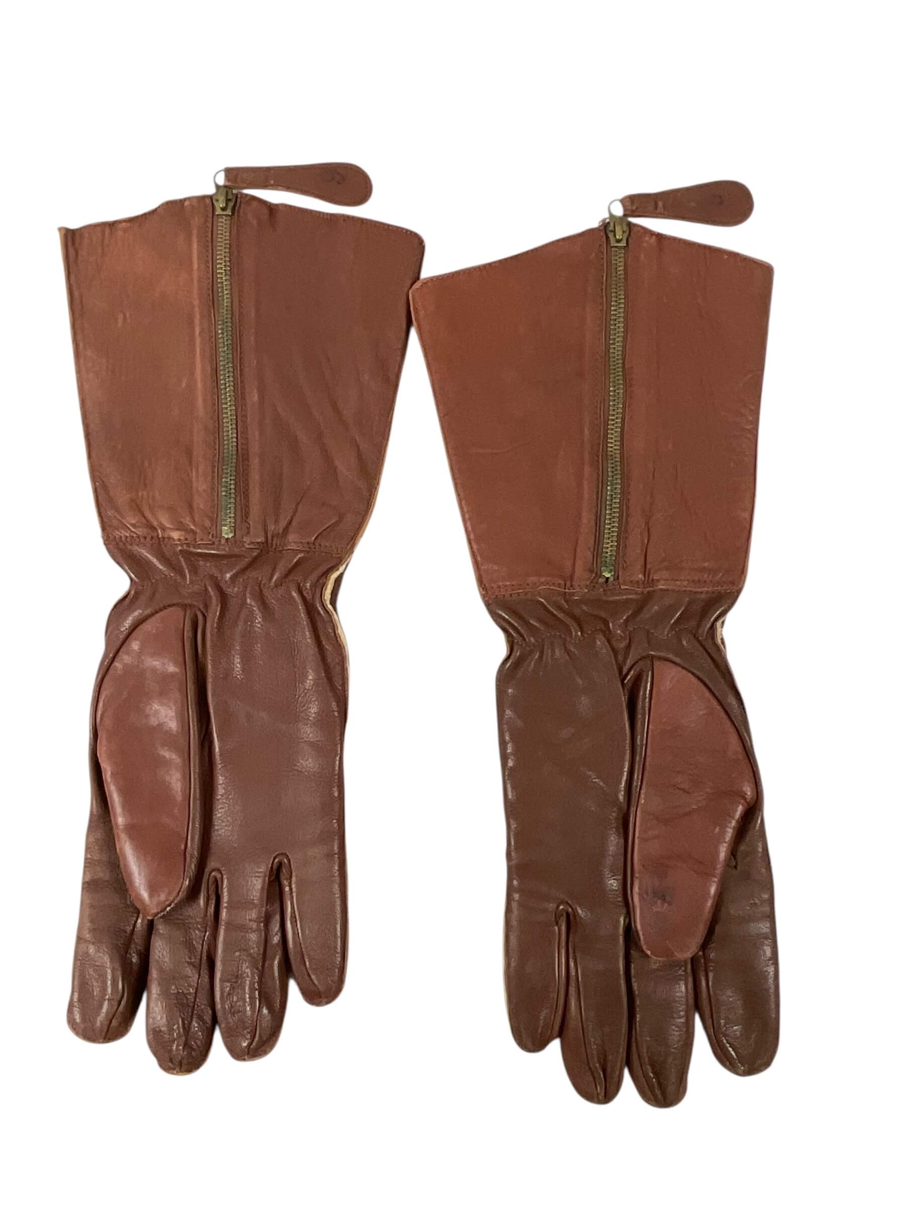 WW2 British RAF Leather Fighter Pilot Gloves Straight Zip Size 9 AM Marked WW2 British RAF Leather Fighter Pilot Gloves Straight Zip Size 9 AM Marked