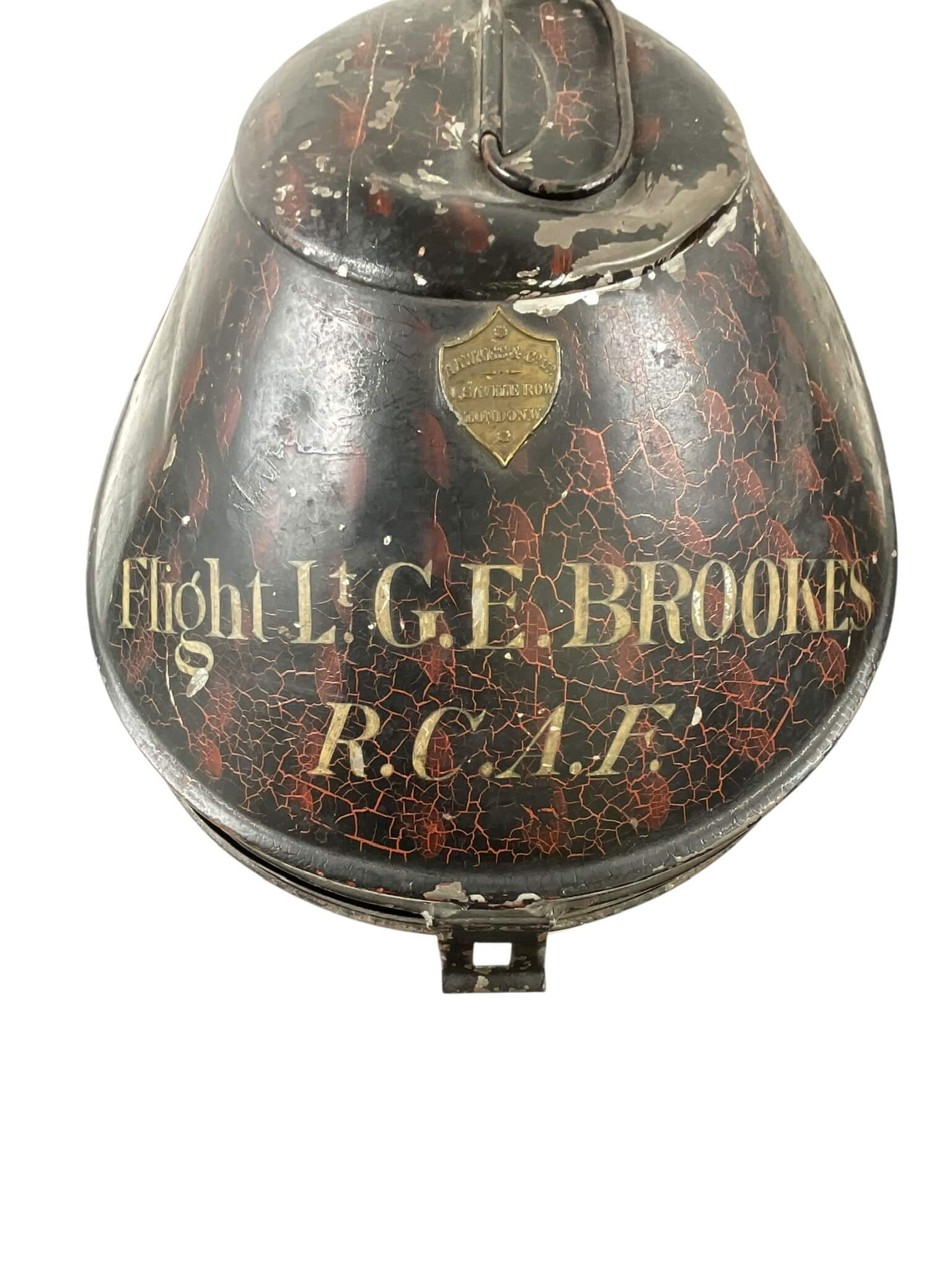 WW2 Canadian RCAF Japaned Pith Helmet Tin Named AVM G.E. Brookes WW2 Canadian RCAF Japaned Pith Helmet Tin Named AVM G.E. Brookes