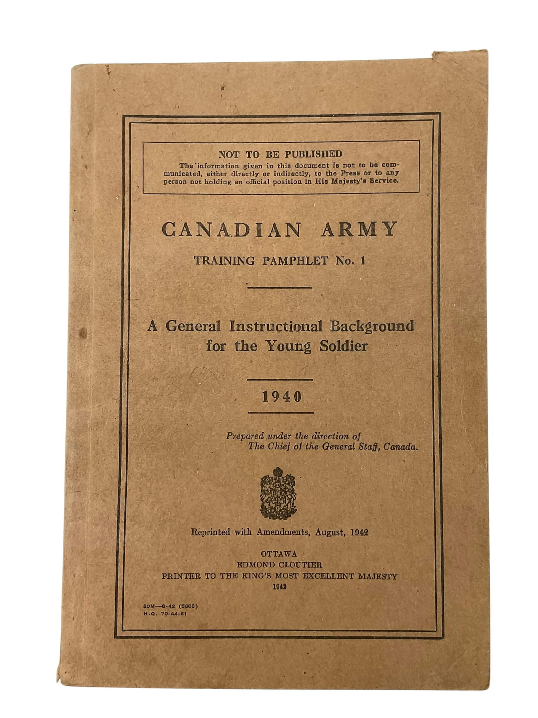 WW2 Canadian Army Training Pamphlet No 1 Instructional Background for the Young Soldier Used Softcover Reference Book WW2 Canadian Army Training Pamphlet No 1 Instructional Background for the Young Soldier Used Softcover Reference Book