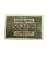 German 10 Mark Reichs Banknote Dated 1920