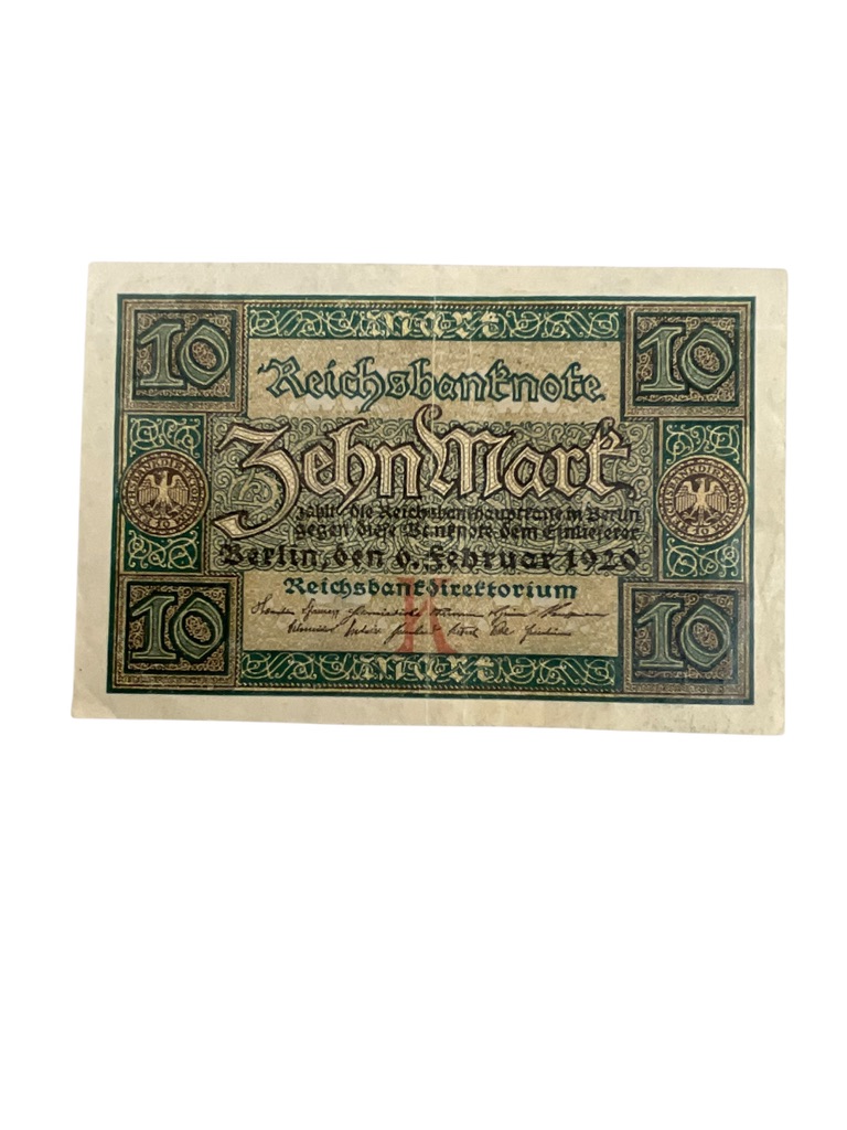 German 10 Mark Reichs Banknote Dated 1920 German 10 Mark Reichs Banknote Dated 1920