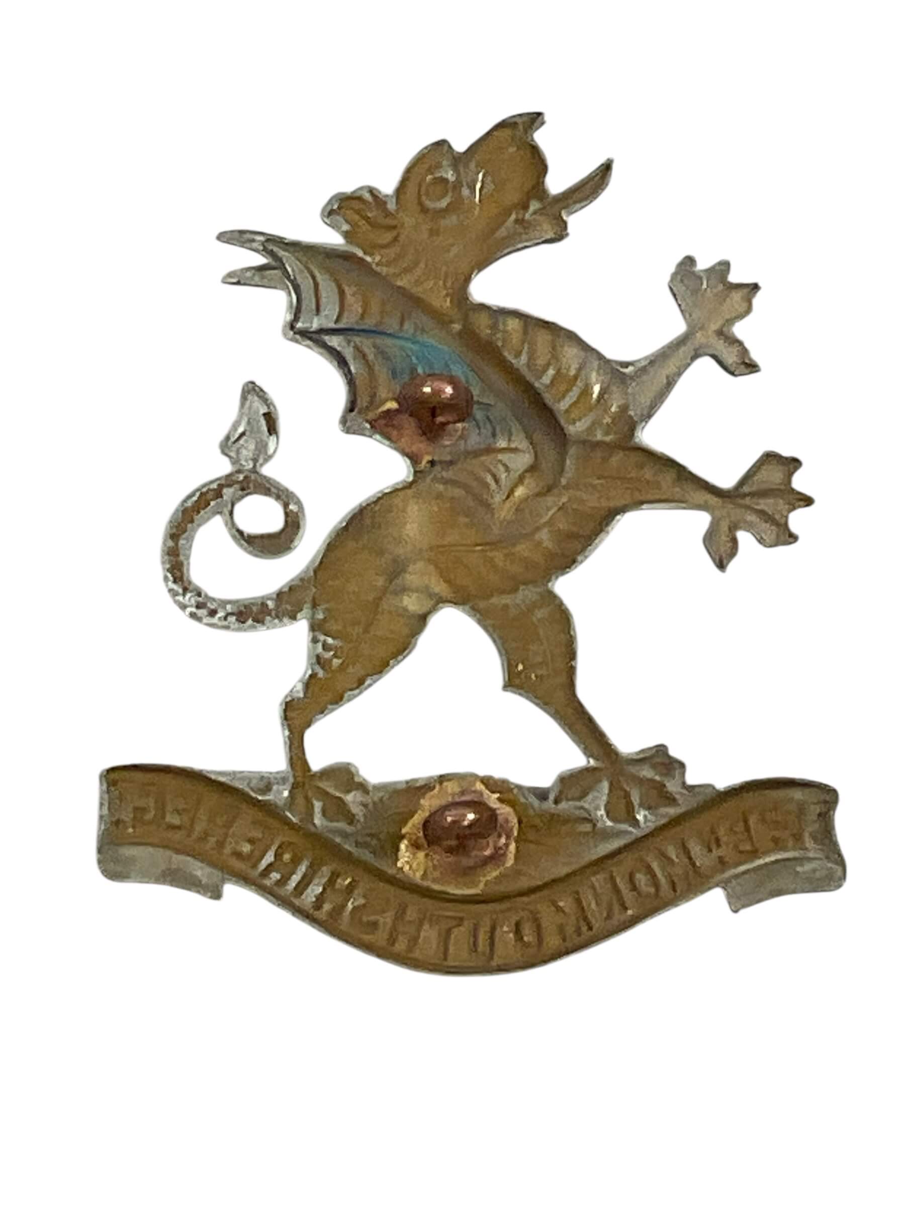 WW1 British BEF 2nd Battlaion Monmouthshire Regiment White Metal Cap Badge (2) WW1 British BEF 2nd Battlaion Monmouthshire Regiment White Metal Cap Badge (2)