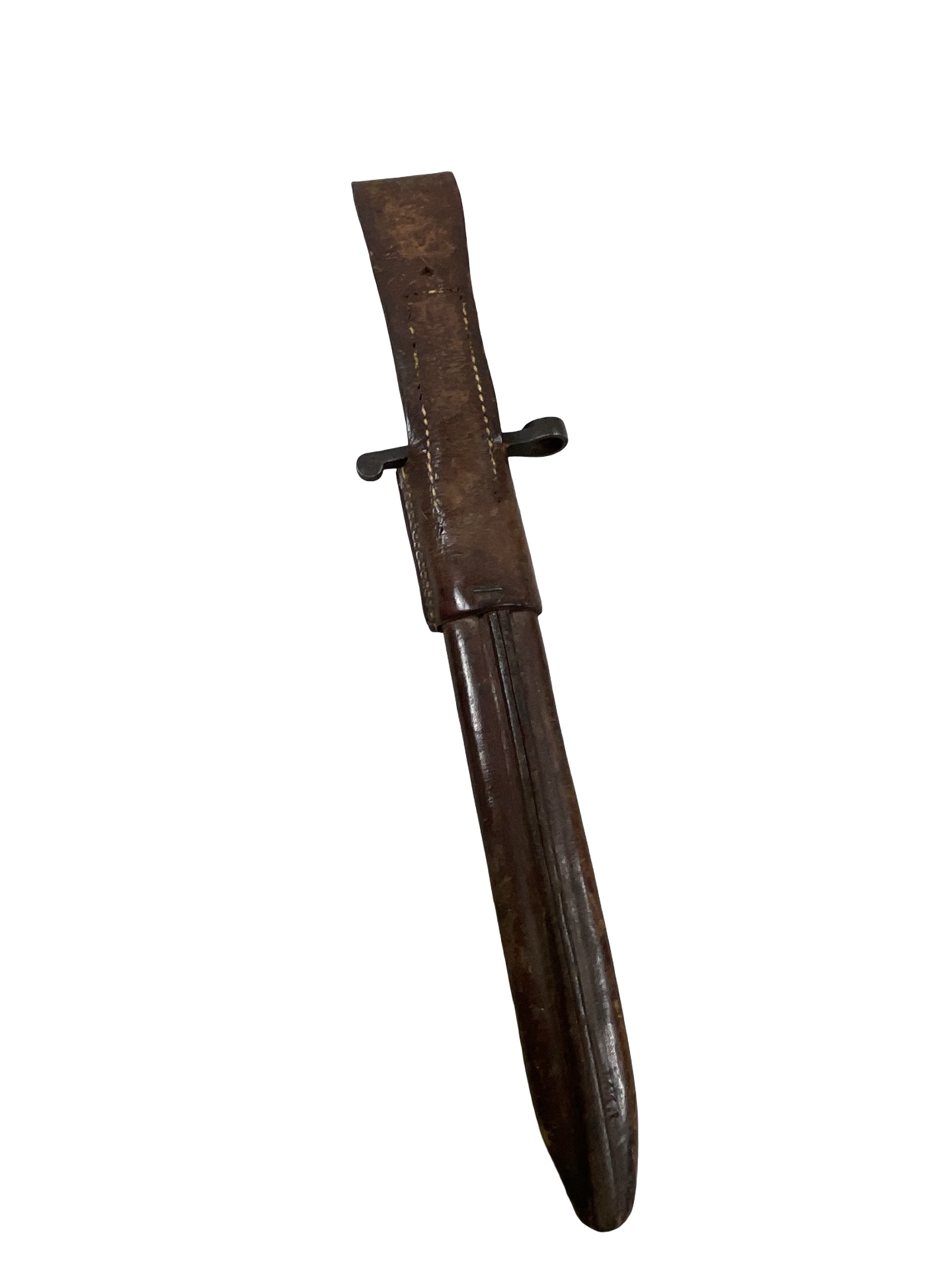 WW1 Canadian CEF Ross Rifle Butcher Bayonet With Leather Scabbard Dated 1907 WW1 Canadian CEF Ross Rifle Butcher Bayonet With Leather Scabbard Dated 1907