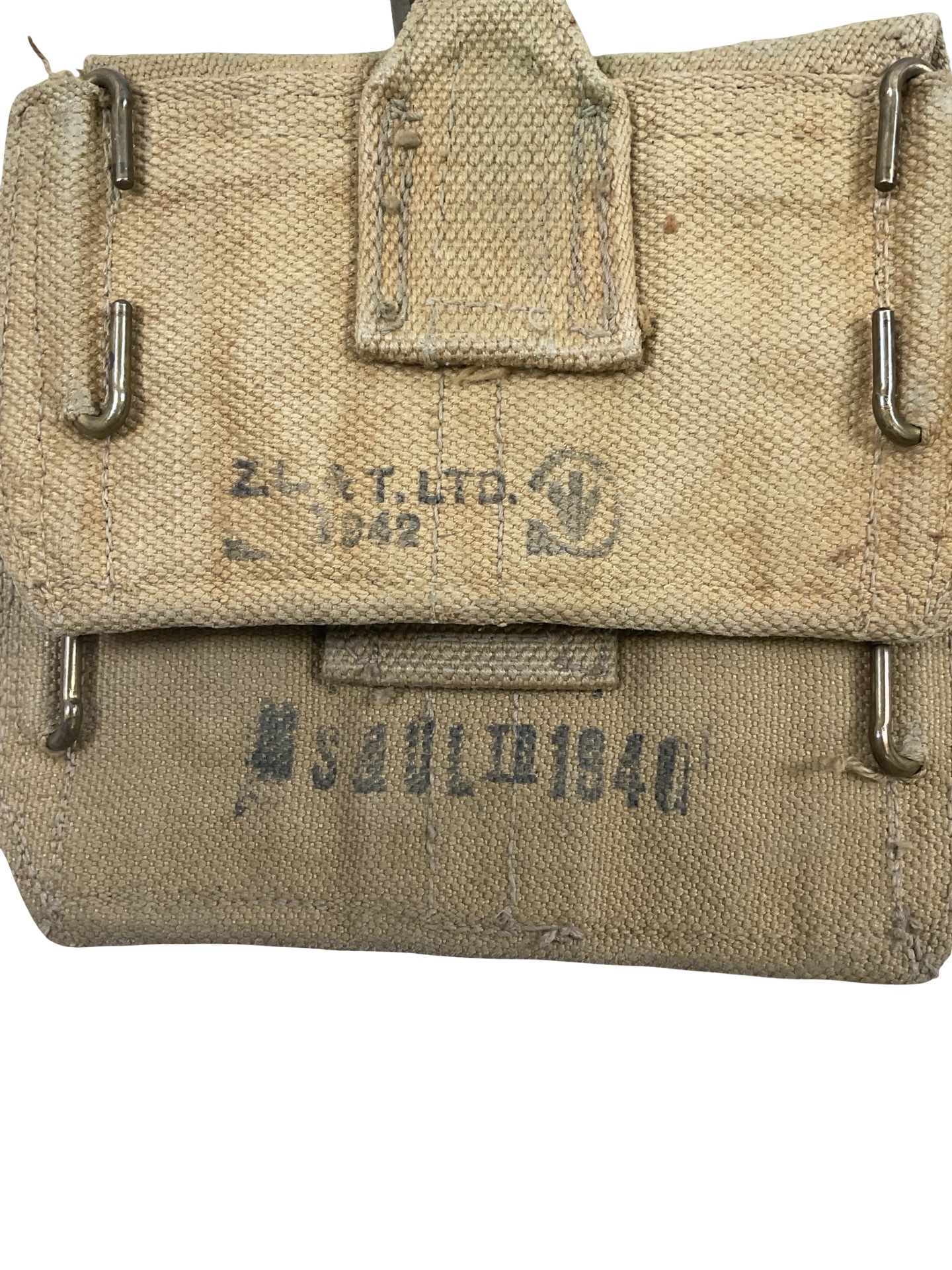 WW2 Canadian P37 Ammo Pouches Pair C Broad Arrowed WW2 Canadian P37 Ammo Pouches Pair C Broad Arrowed