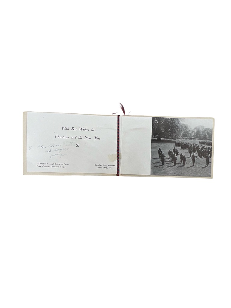 WW2 Royal Canadian Ordnance Corps Christmas Card Dated 1944 WW2 Royal Canadian Ordnance Corps Christmas Card Dated 1944