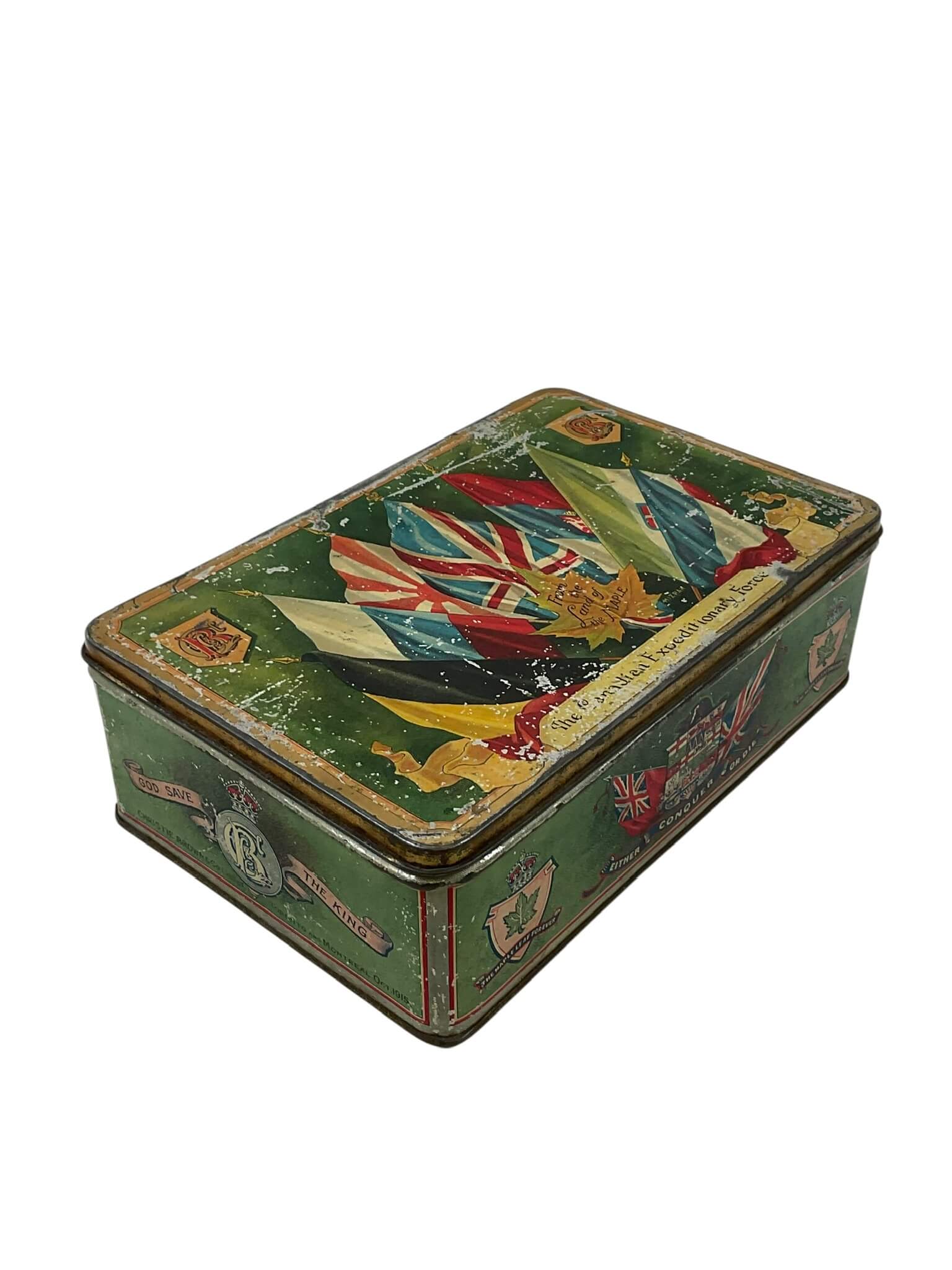 WW1 Canadian CEF Biscuit Tin October 1915 Dated EMPTY WW1 Canadian CEF Biscuit Tin October 1915 Dated EMPTY