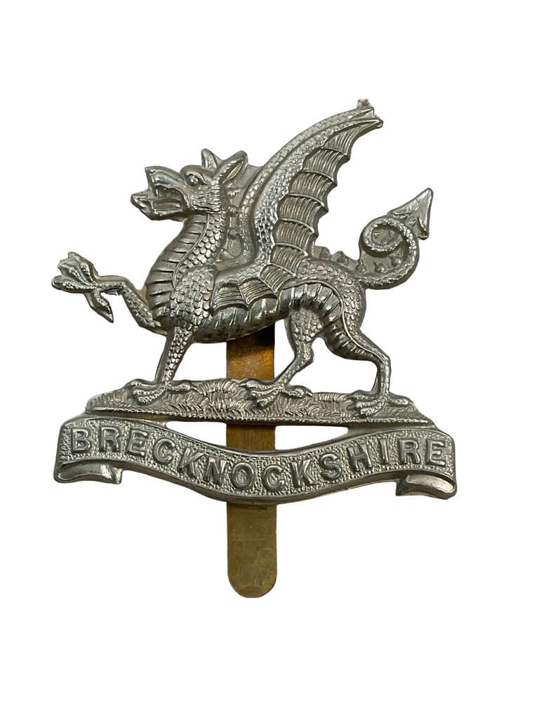 WW1 British BEF Brecknockshire Regiment Cap Badge WW1 British BEF Brecknockshire Regiment Cap Badge