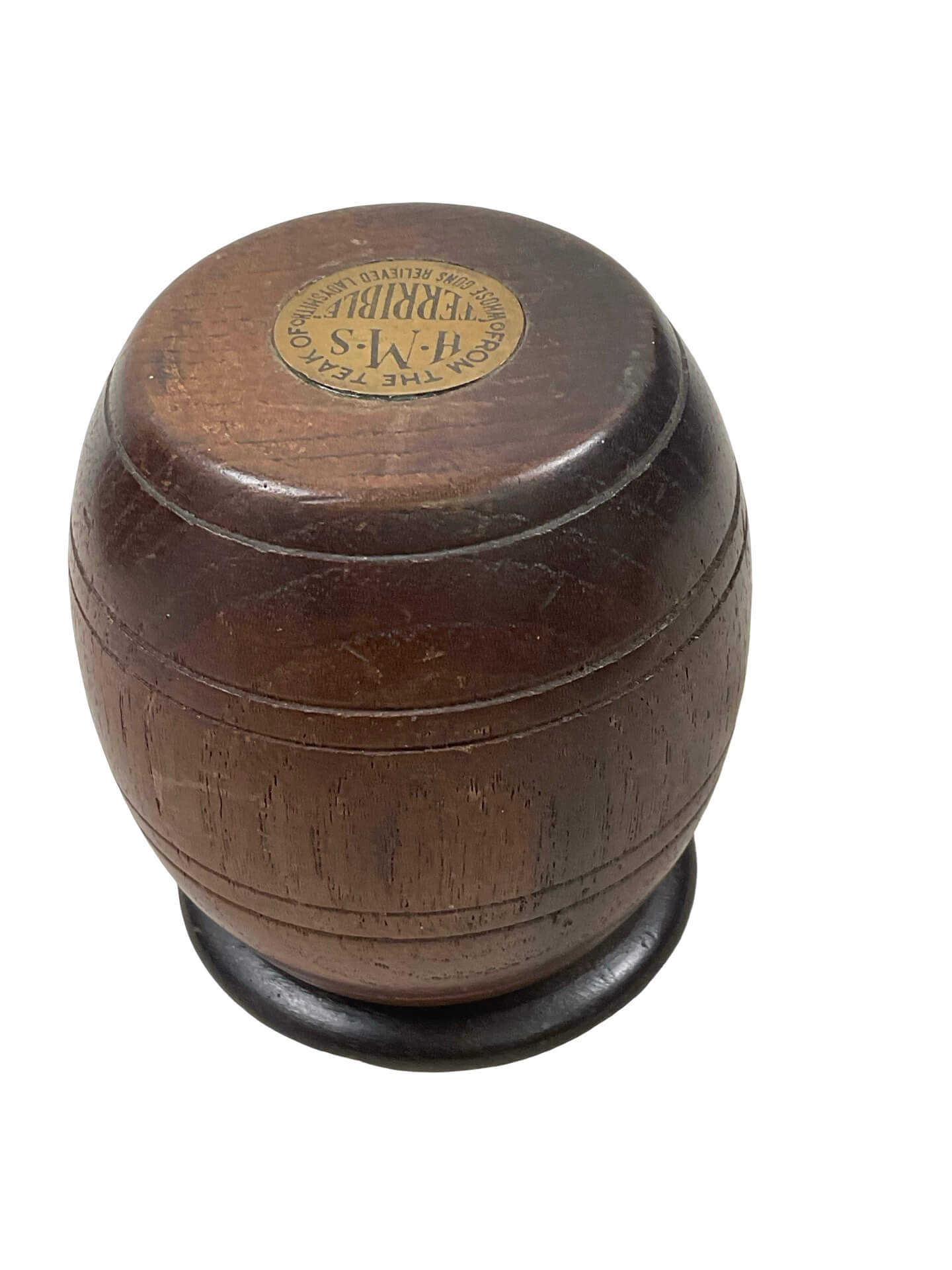 WW1 British RN H.M.S. Terrible Teak Coin Bank WW1 British RN H.M.S. Terrible Teak Coin Bank