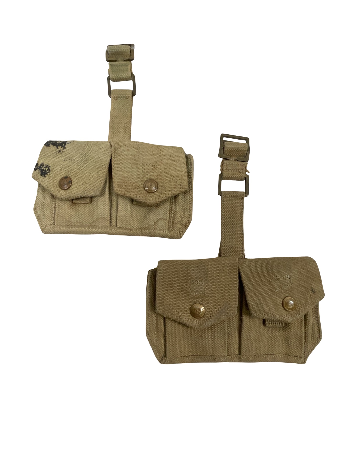 WW2 Canadian P37 Ammo Pouches Pair C Broad Arrowed WW2 Canadian P37 Ammo Pouches Pair C Broad Arrowed