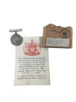 WW2 British RAF Defence Medal KIA With Document In Mail Home Box of Issue