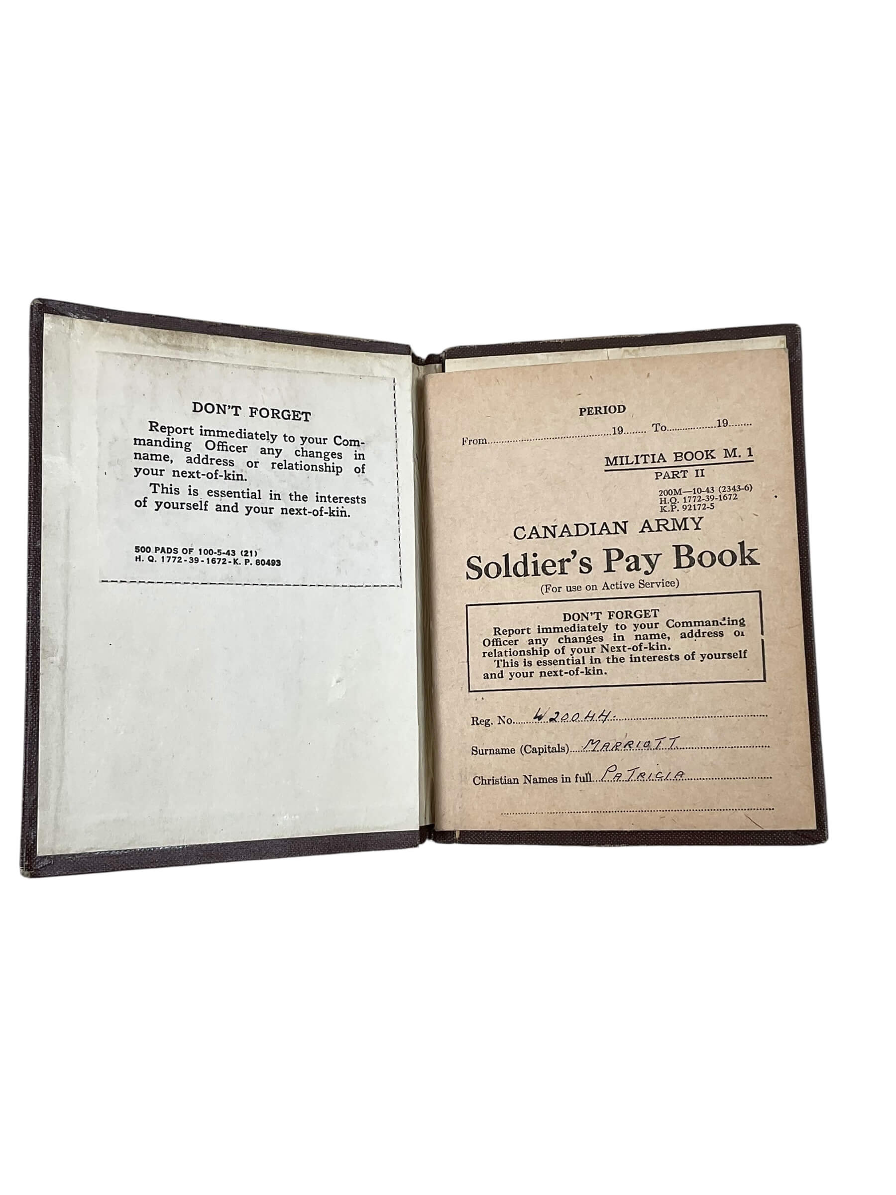 WW2 Canadian Army Women's Corps CWAC Medal and Pay Book Grouping WW2 Canadian Army Women's Corps CWAC Medal and Pay Book Grouping