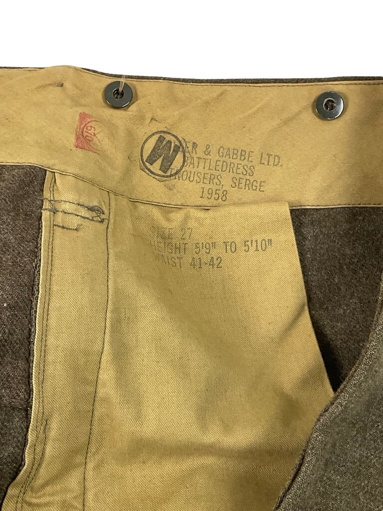 Canadian Army Battledress Trousers Pants Size 27 Dated 1958 Canadian Army Battledress Trousers Pants Size 27 Dated 1958
