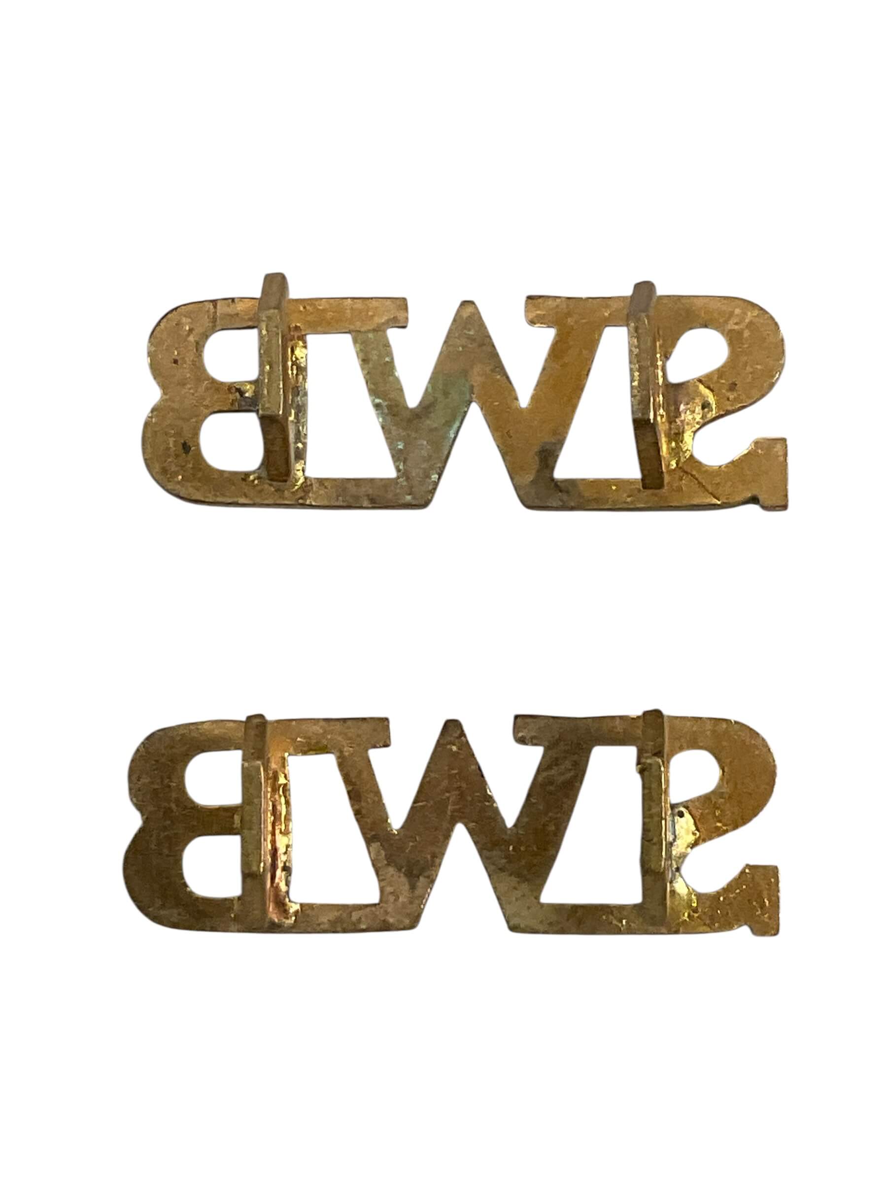 WW1 British BEF South Wales Borderers SWB Shoulder Titles Insignia Pair WW1 British BEF South Wales Borderers SWB Shoulder Titles Insignia Pair