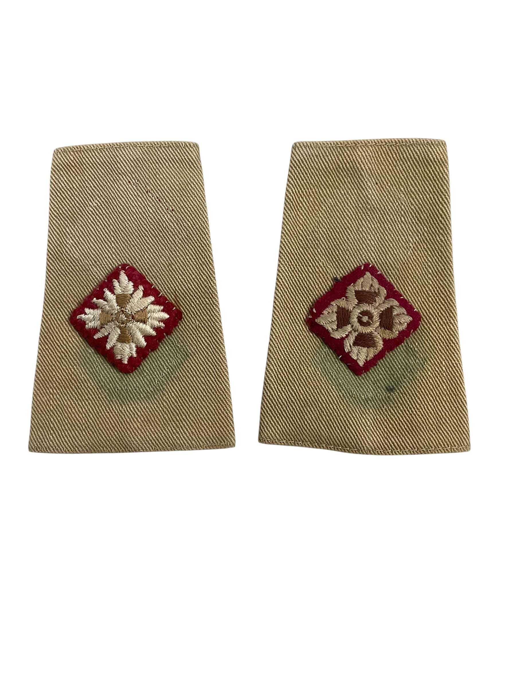 WW2 Canadian RCAMC 2nd Lieutenant Tropical Shoulder Boards Insignia Pair WW2 Canadian RCAMC 2nd Lieutenant Tropical Shoulder Boards Insignia Pair