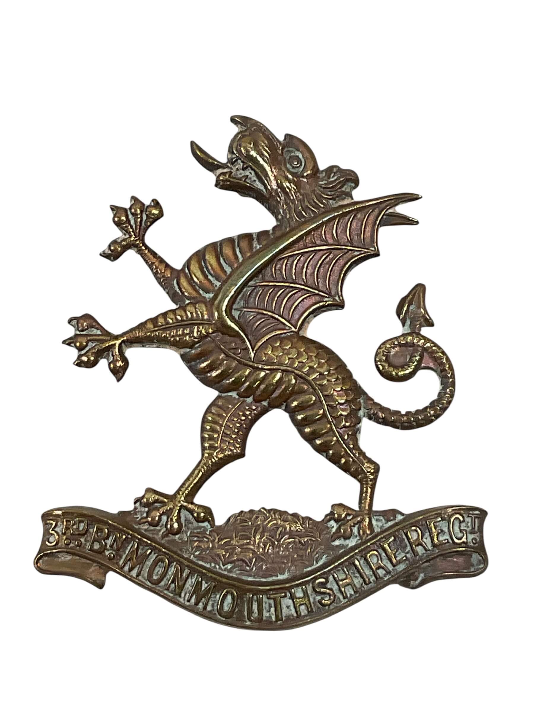 WW1 British BEF 3rd Battalion Monmouthshire Regiment Cap Badge WW1 British BEF 3rd Battalion Monmouthshire Regiment Cap Badge
