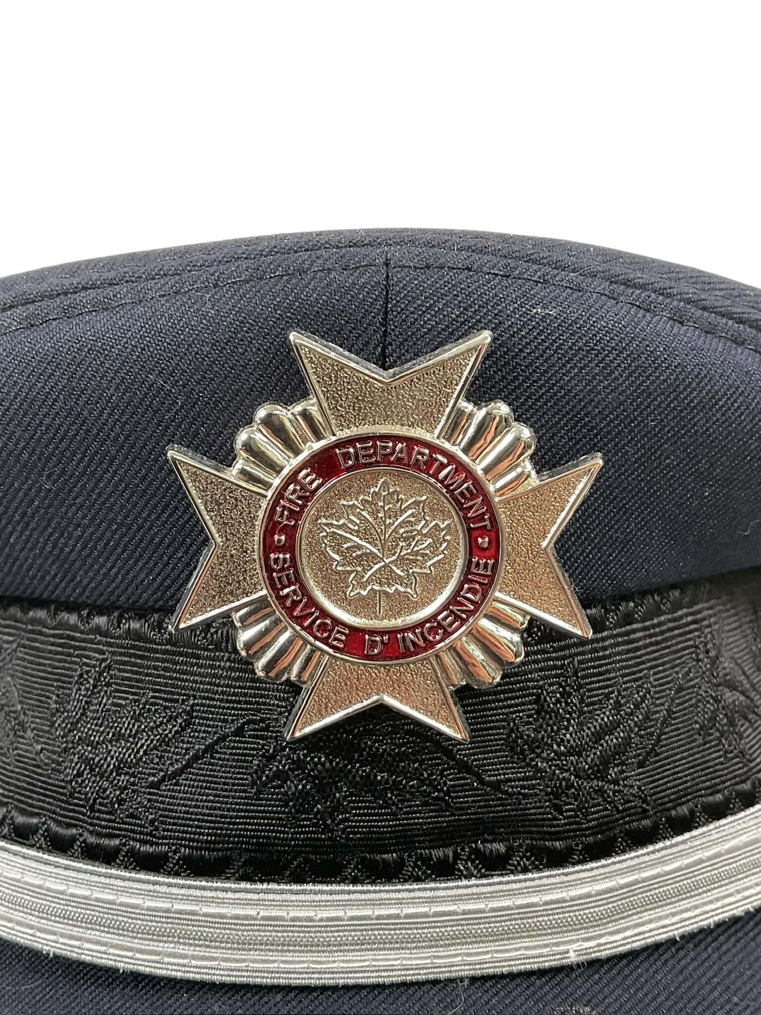 Canadian Fire Department Peak Cap Hat With Badge Size 7 1/8 Canadian Fire Department Peak Cap Hat With Badge Size 7 1/8