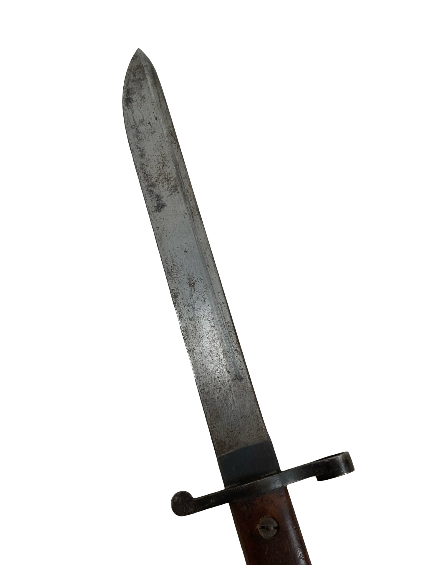 WW1 Canadian CEF Ross Rifle Butcher Bayonet With Leather Scabbard Dated 1907 WW1 Canadian CEF Ross Rifle Butcher Bayonet With Leather Scabbard Dated 1907
