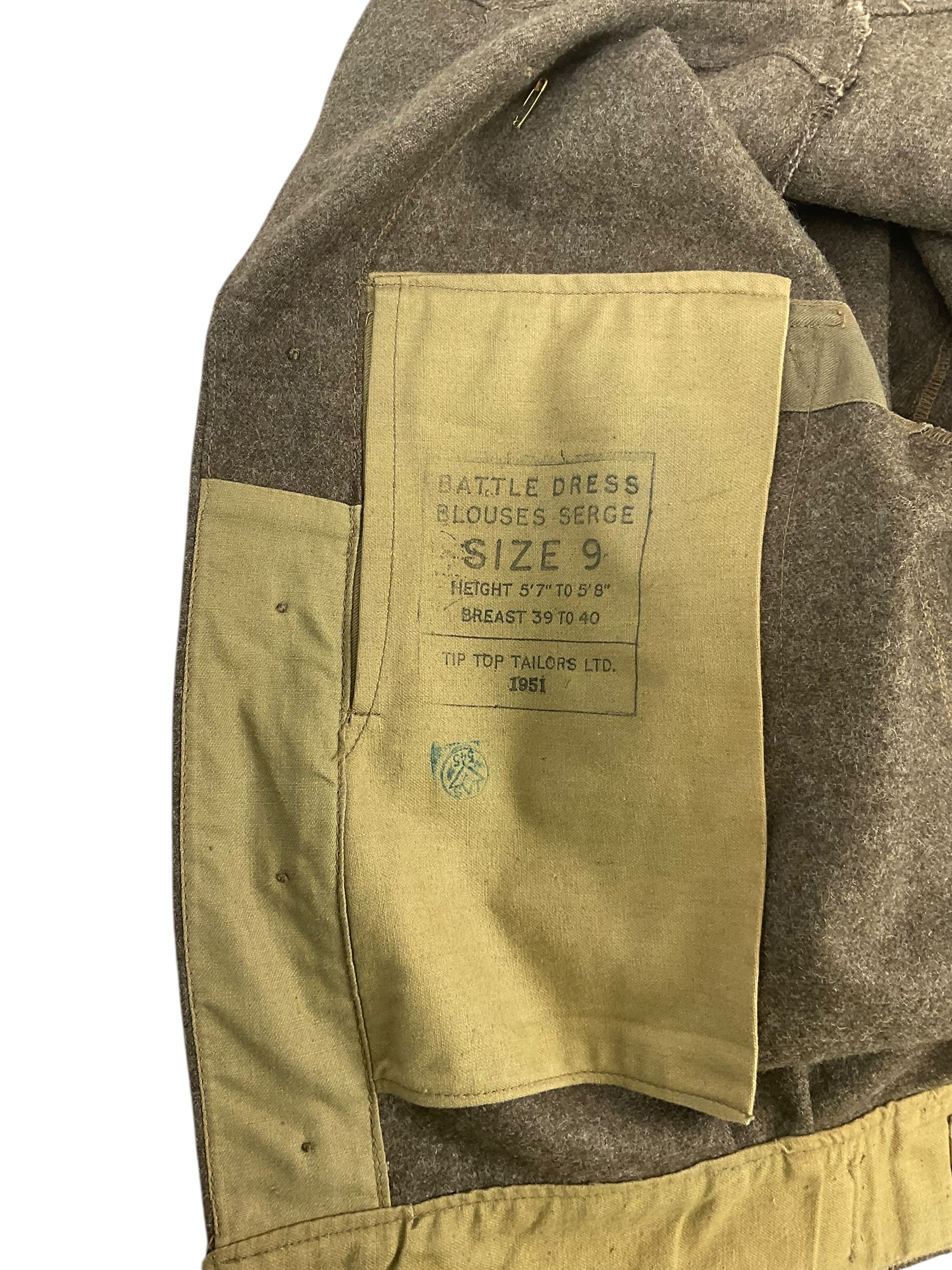 Canadian Army Korean War Officer's Battledress Jacket RCA Size 9 Dated 1951 Canadian Army Korean War Officer's Battledress Jacket RCA Size 9 Dated 1951