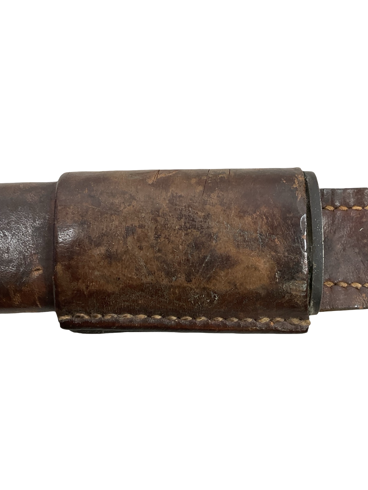 WW1 Canadian CEF Ross Rifle Butcher Bayonet With Leather Scabbard Dated 1907 WW1 Canadian CEF Ross Rifle Butcher Bayonet With Leather Scabbard Dated 1907