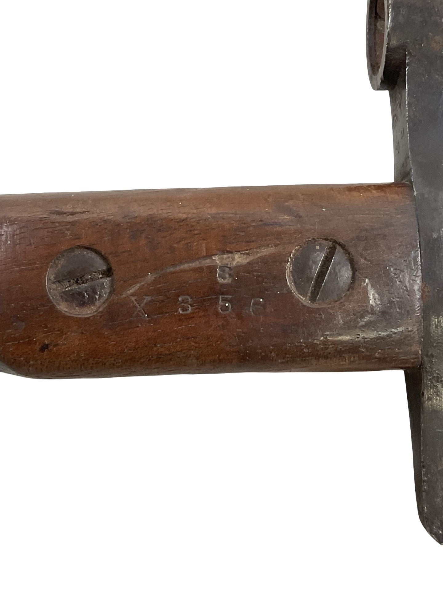 WW1 Canadian CEF Ross Rifle Butcher Bayonet With Leather Scabbard Dated 1907 WW1 Canadian CEF Ross Rifle Butcher Bayonet With Leather Scabbard Dated 1907