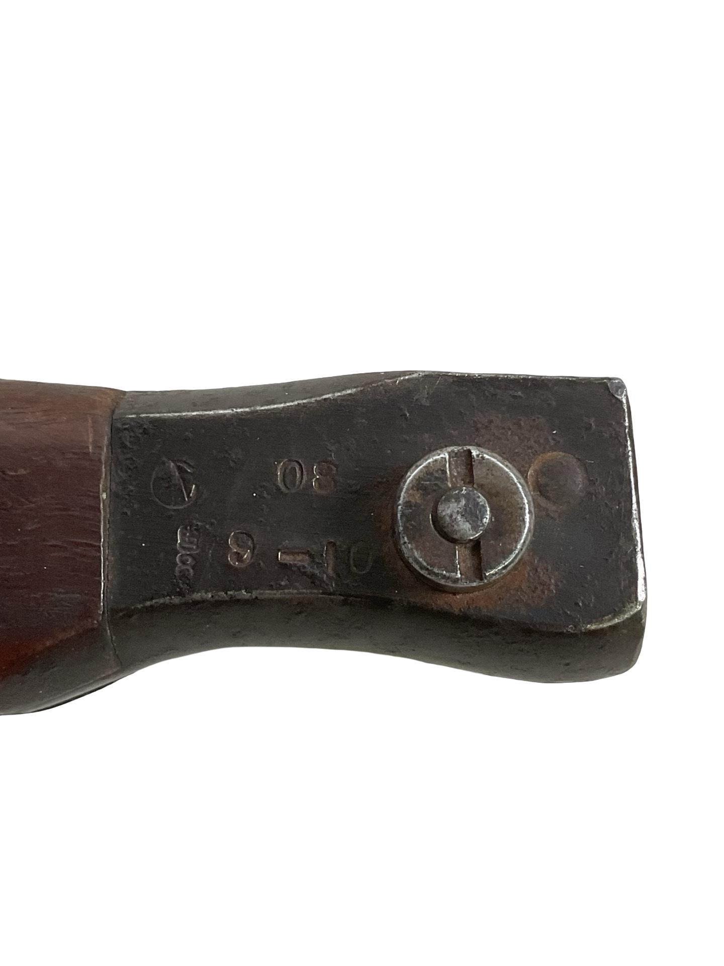 WW1 Canadian CEF Ross Rifle Butcher Bayonet With Leather Scabbard Dated 1907 WW1 Canadian CEF Ross Rifle Butcher Bayonet With Leather Scabbard Dated 1907