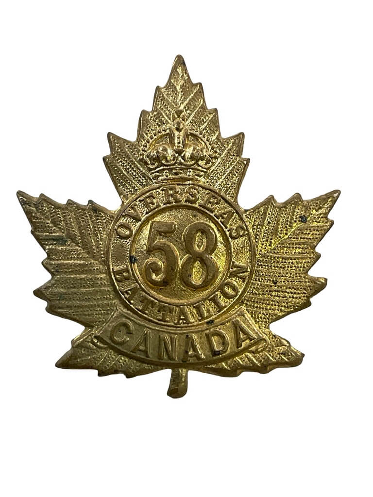 WW1 Canadian CEF 58th Battalion Cap Badge WW1 Canadian CEF 58th Battalion Cap Badge