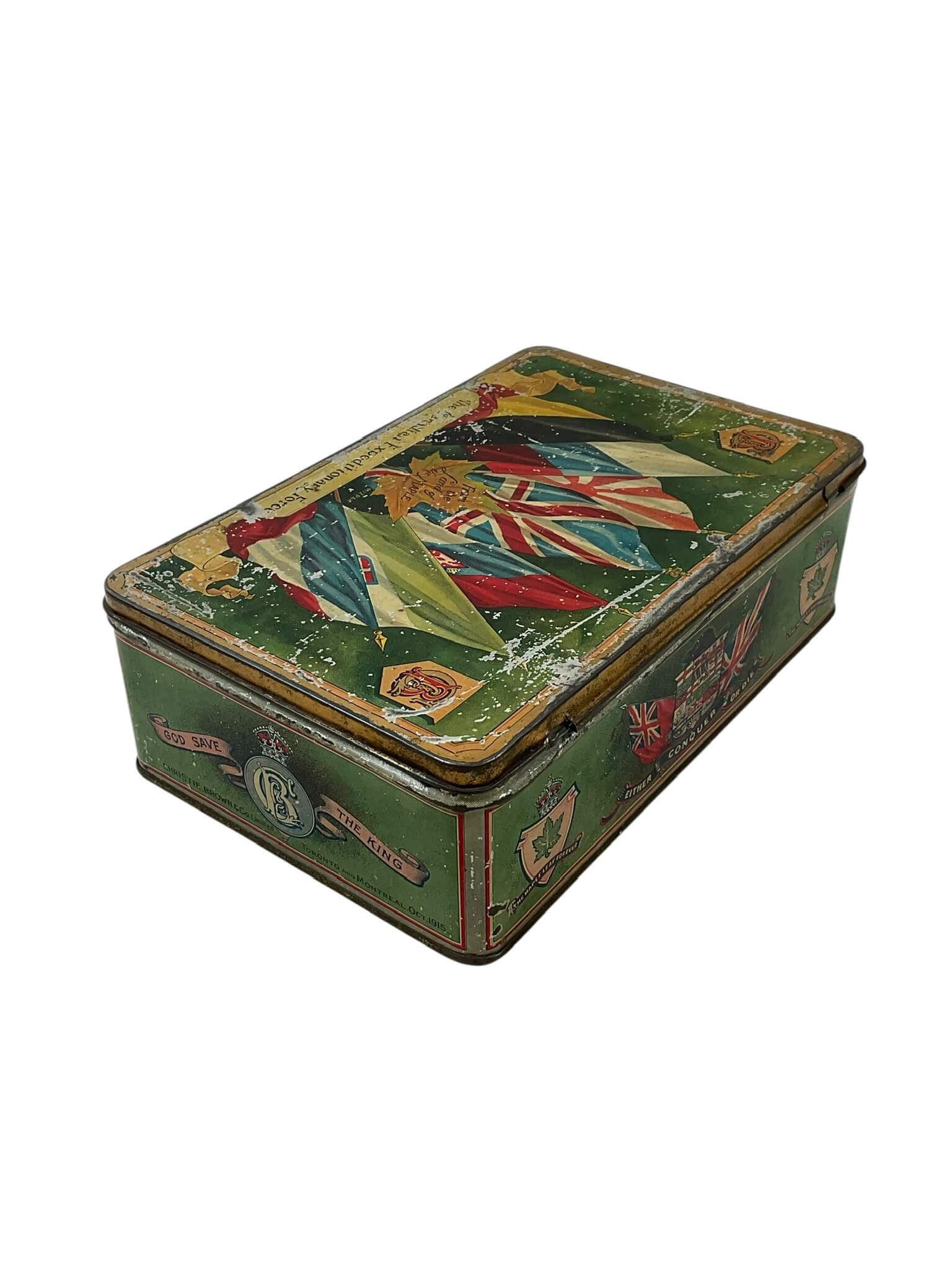 WW1 Canadian CEF Biscuit Tin October 1915 Dated EMPTY WW1 Canadian CEF Biscuit Tin October 1915 Dated EMPTY