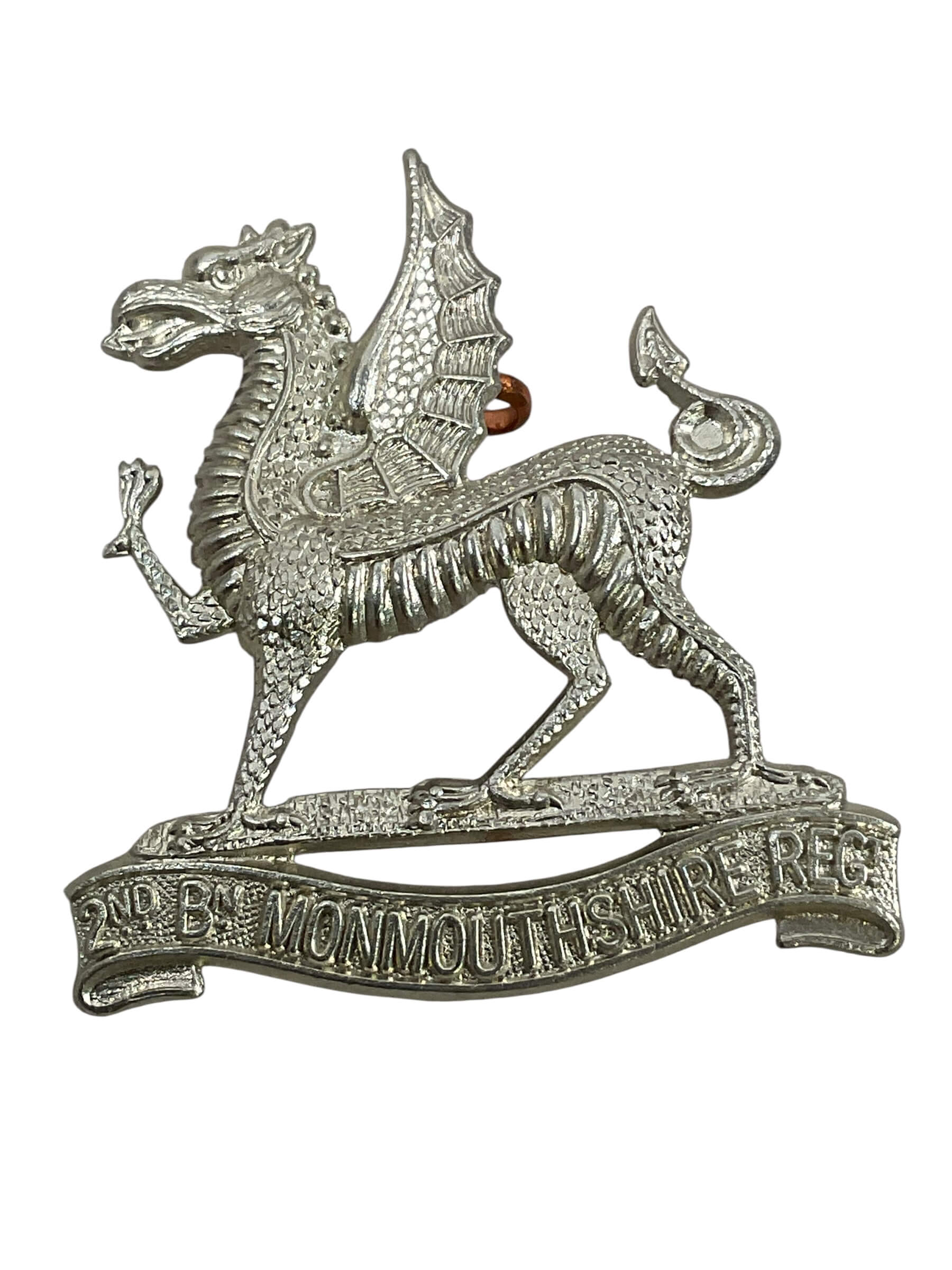 WW1 British BEF 2nd Battlaion Monmouthshire Regiment White Metal Cap Badge (1) WW1 British BEF 2nd Battlaion Monmouthshire Regiment White Metal Cap Badge (1)