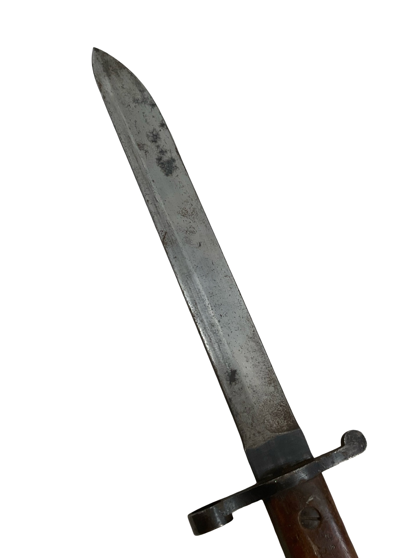 WW1 Canadian CEF Ross Rifle Butcher Bayonet With Leather Scabbard Dated 1907 WW1 Canadian CEF Ross Rifle Butcher Bayonet With Leather Scabbard Dated 1907