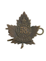 WW1 Canadian CEF 58th Battalion Collar Insignia Single WW1 Canadian CEF 58th Battalion Collar Insignia Single