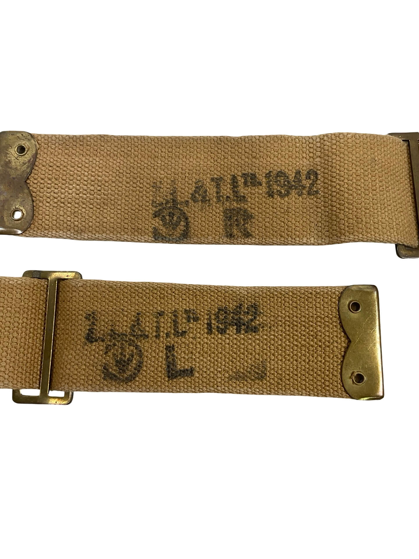 WW2 Canadian P37 Webbing L Straps Pair WW2 Canadian P37 Webbing L Straps Pair