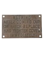 WW2 Canadian RCN Navy Bronze Warning Plaque 3 1/3" X 6"