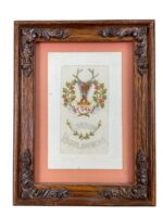WW1 British BEF Gordon Highlanders Silk Embroidered Card Framed 8 1/2" X 6 1/2"