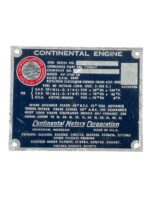 WW2 US USAAF Continental Engine Data Plate 3 1/2" X 4 1/2"