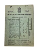 WW2 British National Health and Pensions Insurance Card Named to Margaret Deakin