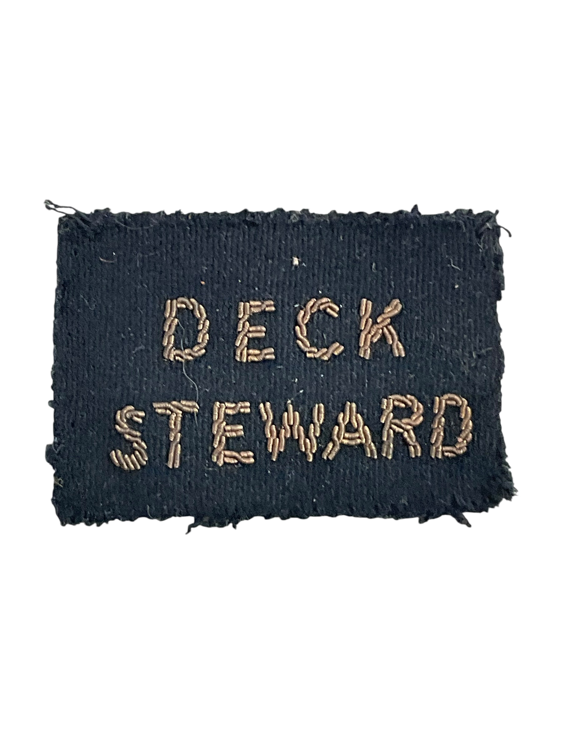 WW2 British RN Canadian RCN Navy Deck Stewart Bullion Wire Patch WW2 British RN Canadian RCN Navy Deck Stewart Bullion Wire Patch