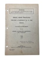 WW2 Canadian Army Vol 1 No. 11 Pistol Automatic Browning FN 9mm HP 1945 Used Softcover Reference Book
