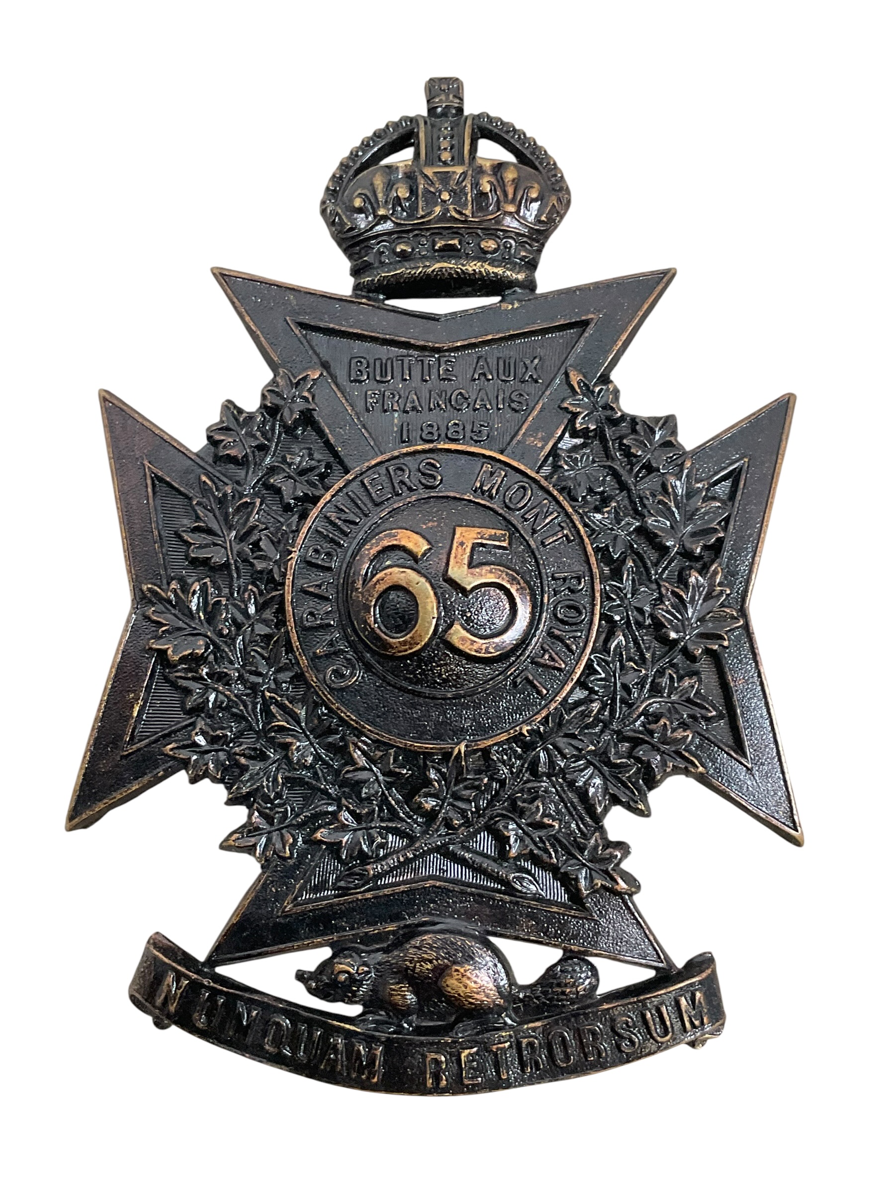 Canadian 65th Carabiniers Mont Royal Helmet Plate Canadian 65th Carabiniers Mont Royal Helmet Plate