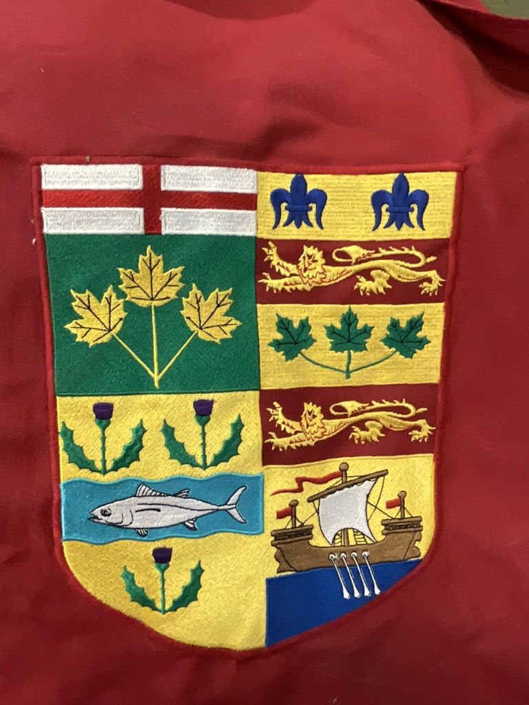 Canadian Flag With 4 Provinces Embroidered Modern 26 1/2" X 54" Canadian Flag With 4 Provinces Embroidered Modern 26 1/2" X 54"